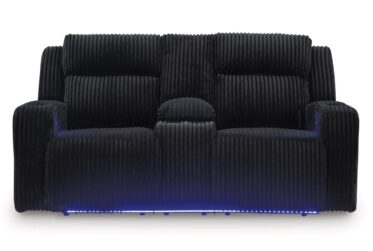 Forest Lake Black Power Reclining Loveseat With Console