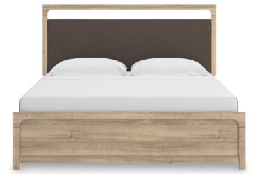 Kinlanni Tan King Upholstered Panel Bed
