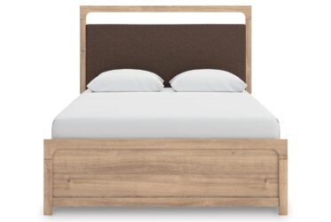 Kinlanni Tan Queen Upholstered Panel Bed