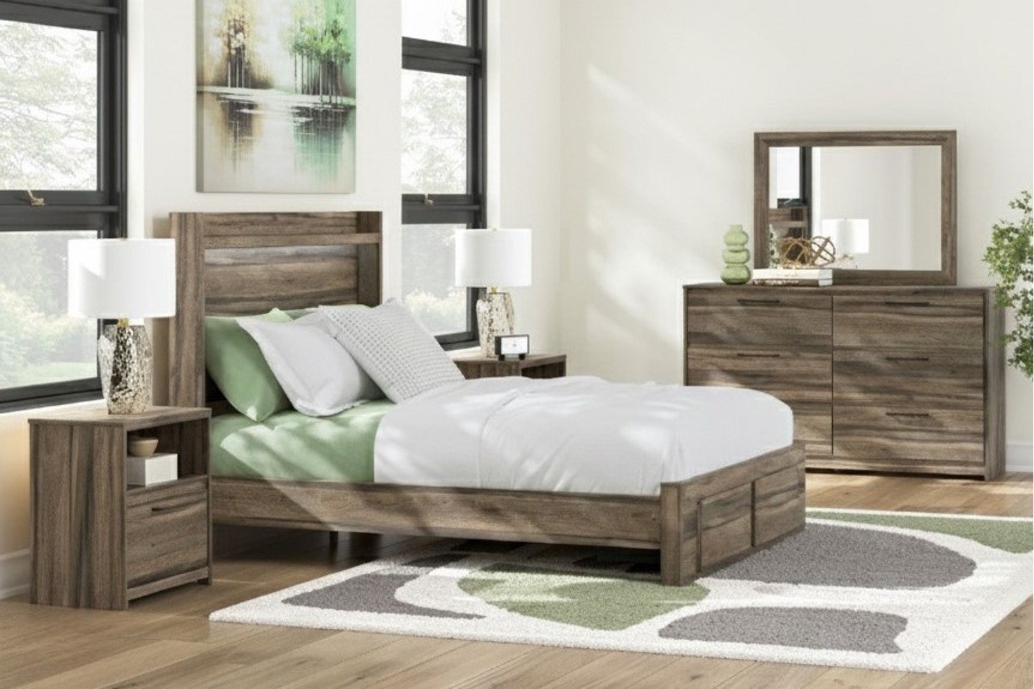 Elbrim Brown King Panel 4 Piece Bedroom Set
