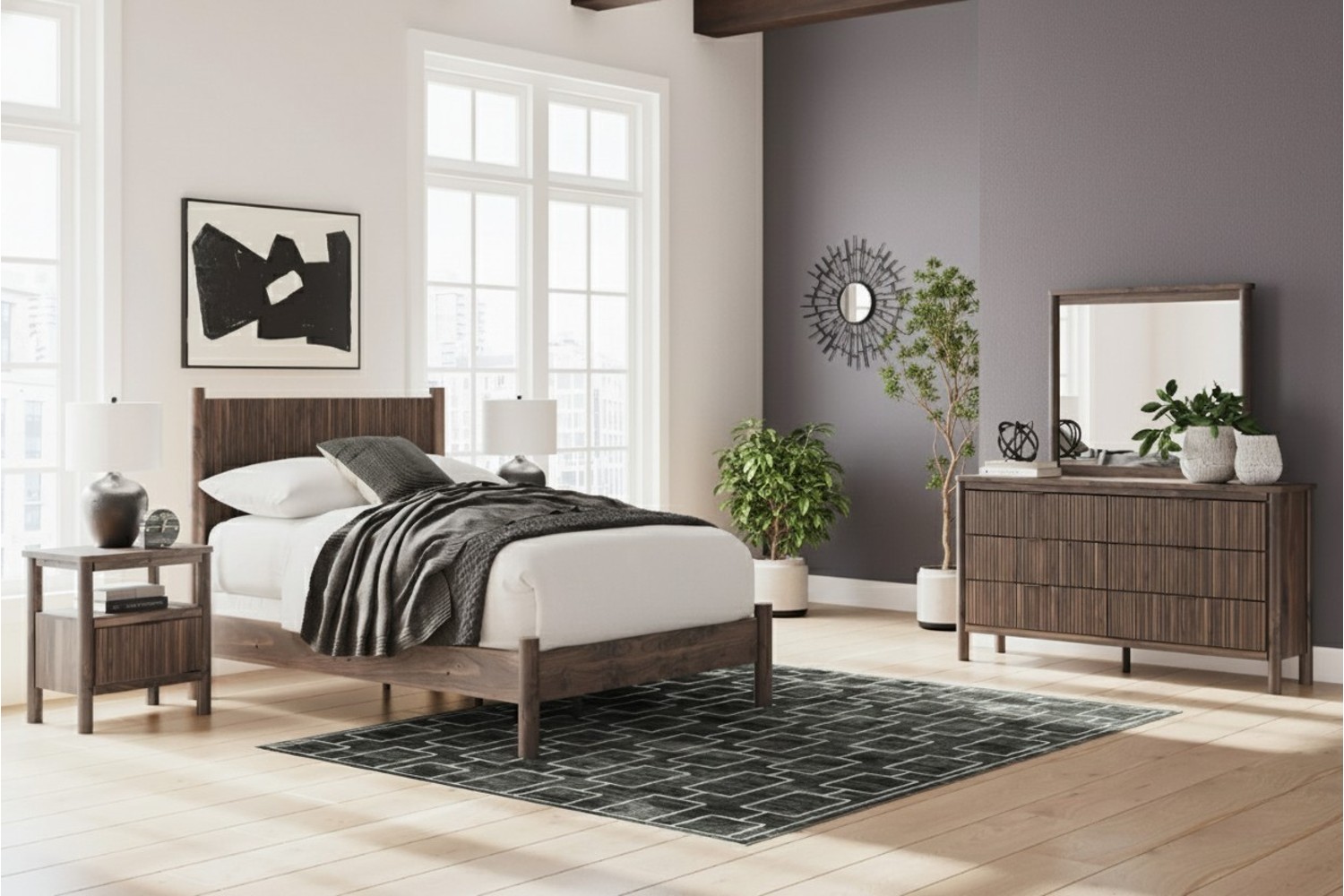 Pamytta Brown Queen Panel 4 Piece Bedroom Set