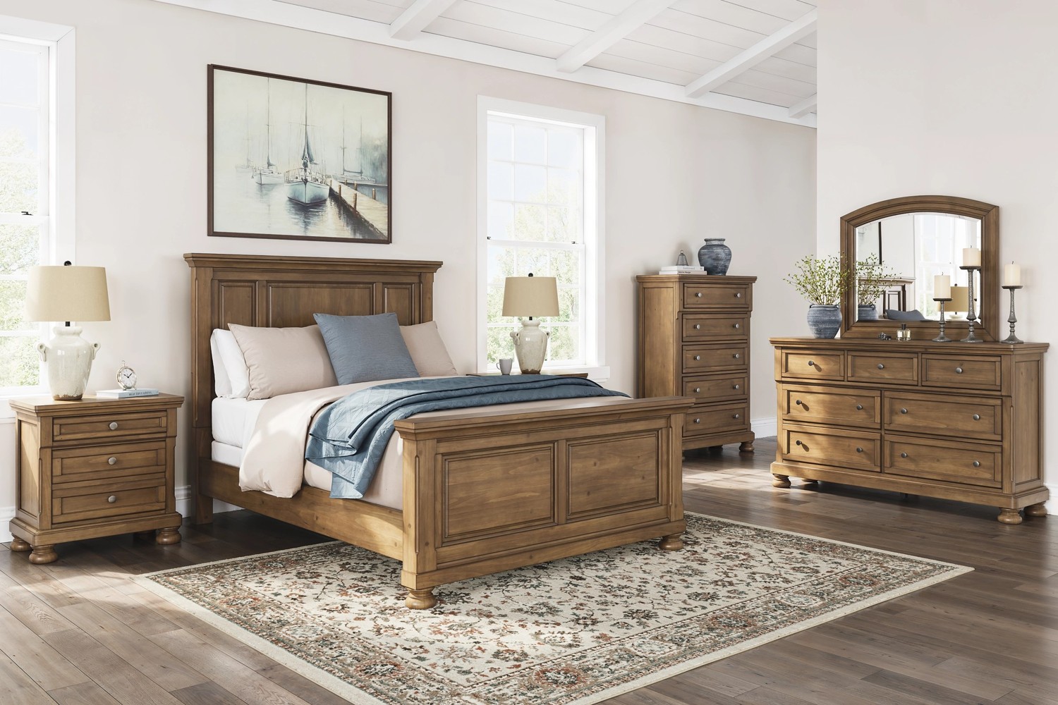 Feddinger Medium Brown Queen Panel 5 Piece Bedroom Set
