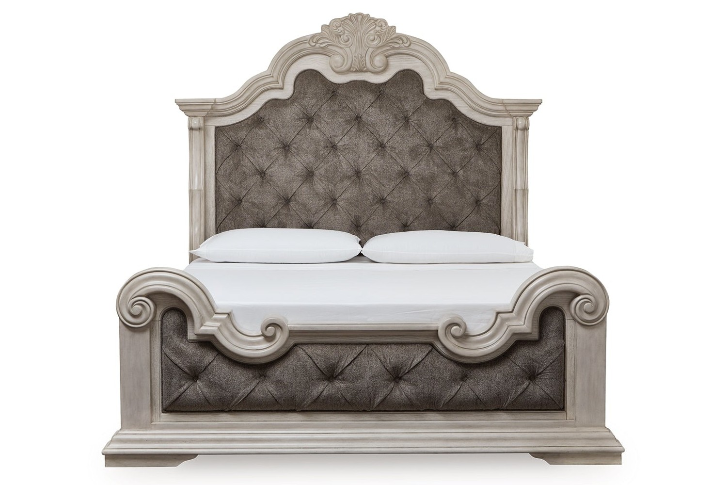 Bruchandi Antique White King Upholstered Bed