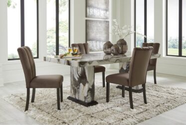 Jeshina Dark Brown Rectangular 5 Piece Dining Set