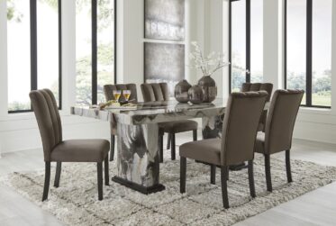 Jeshina Dark Brown Rectangular 7 Piece Dining Set