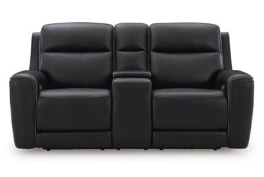 5Z-Comfort Onyx Leather Power Reclining Loveseat