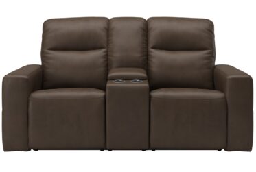 SH3412 Brown Leather Power Reclining Loveseat With Console