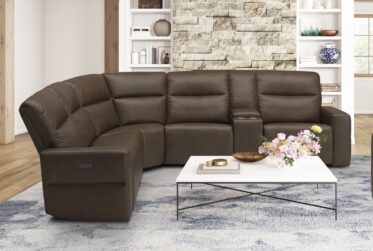 SH3412 Brown Leather 6-Piece Power Reclining Sectional