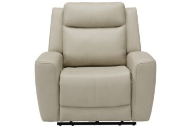 SH3413 Gray Impression Argento Leather Recliner With Power Headrest