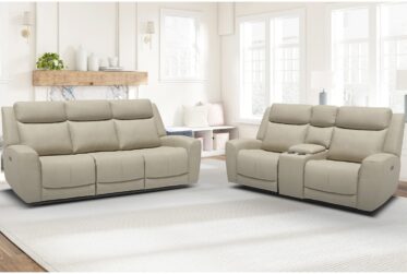 SH3413 Gray Impression Argento Leather Power Reclining 2 Piece Sofa & Loveseat Set
