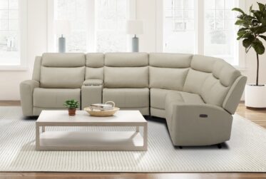 SH3413 Gray Impression Argento Leather 6-Piece Power Reclining Sectional