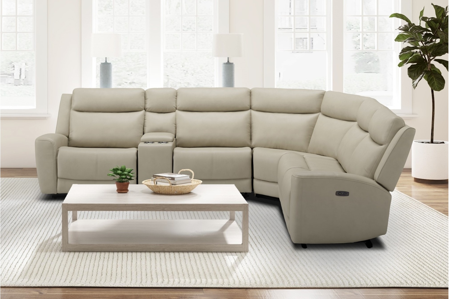 SH3413 Gray Impression Argento Leather 6-Piece Power Reclining