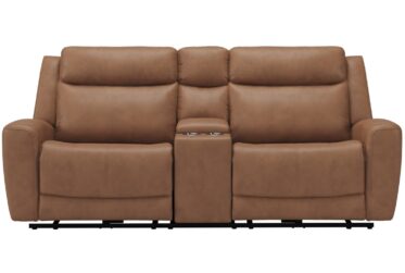 SH3413 Dakota Saddle Leather Power Reclining Loveseat With Console
