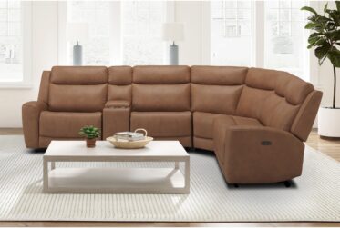SH3413 Dakota Saddle Leather 6-Piece Power Reclining Sectional