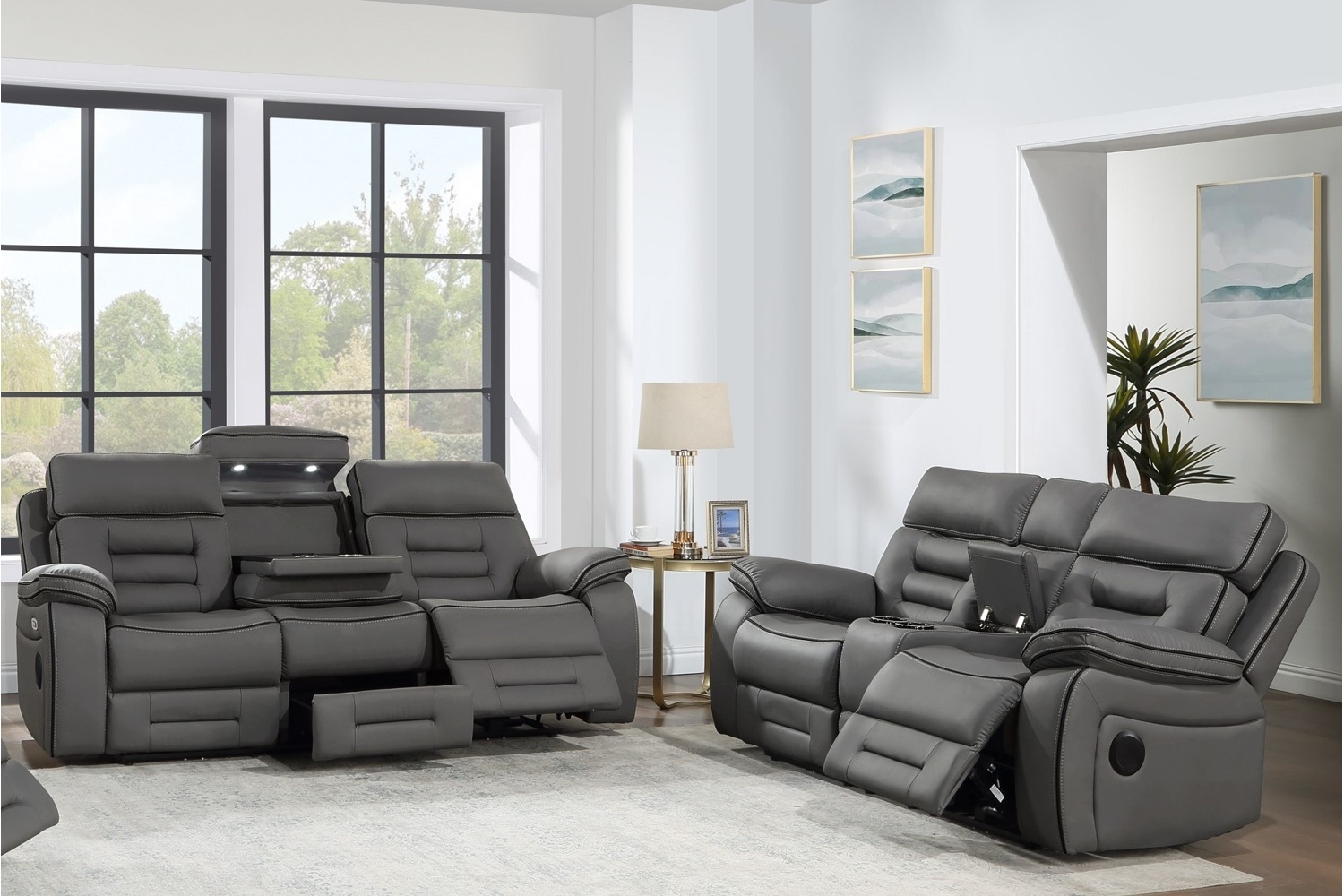 Apollo Gray Power Reclining 2 Piece Sofa & Loveseat Set