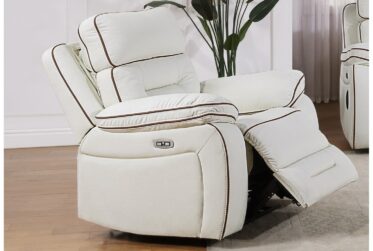 Apollo White Power Recliner With Power Headrest