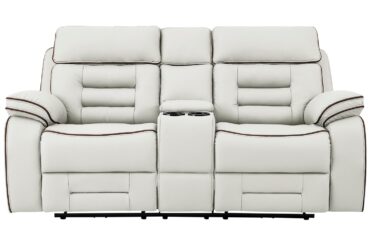 Apollo White Power Console Loveseat With Power Headrest