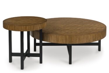 Steenlage Brown/Black 2 Piece Occasional Table Set