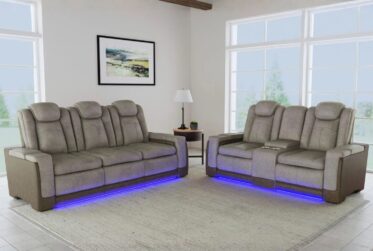 Lantana Rocky Gray Power Reclining 2 Piece Sofa & Loveseat Set