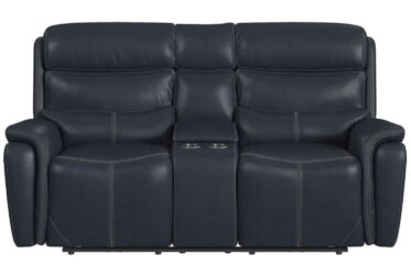 Aruba Navy Power Reclining Loveseat With Power Headrest