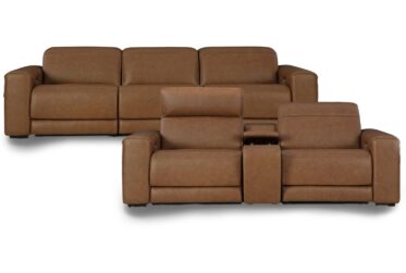 Magic Man Caramel Leather 2 Piece Sofa & Loveseat Set