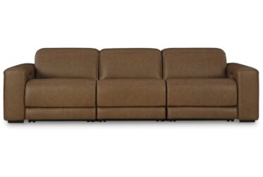 Magic Man Caramel Leather 3-Piece Power Reclining Sofa
