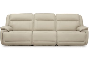 Double Deal Almond Leather 3-Piece Power Reclining Sofa Sectional