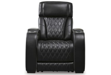 Boyington Black Leather Power Recliner With Adjustble Headrest