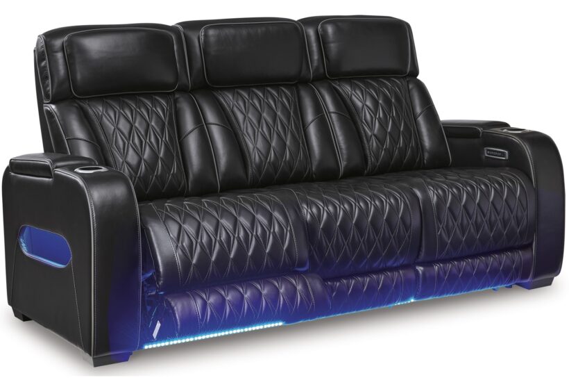 Boyington Black Leather Power Reclining 2 Piece Sofa