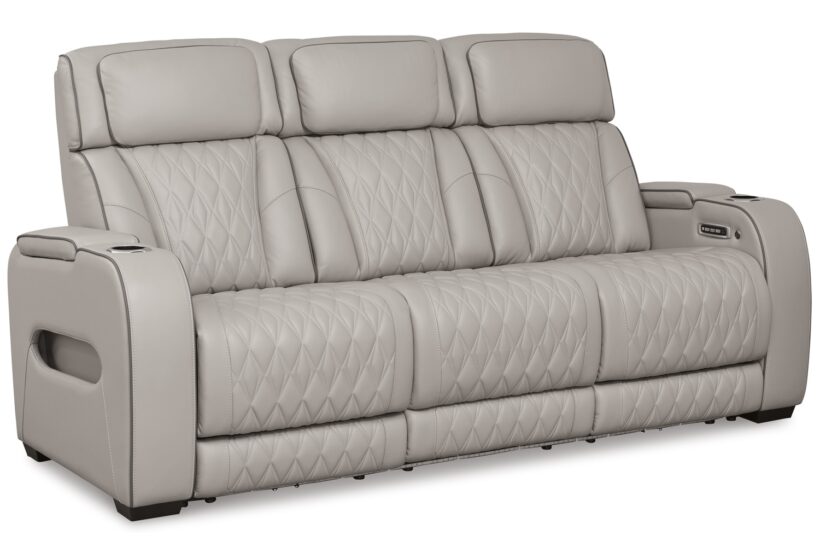 Boyington Gray Leather Power Reclining 2 Piece Sofa
