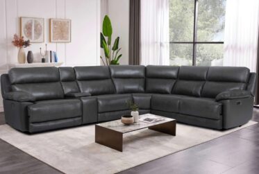 Madrid Granite Leather 6-Piece Power Sectional