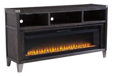 Todoe Gray TV Stand With Fireplace Option