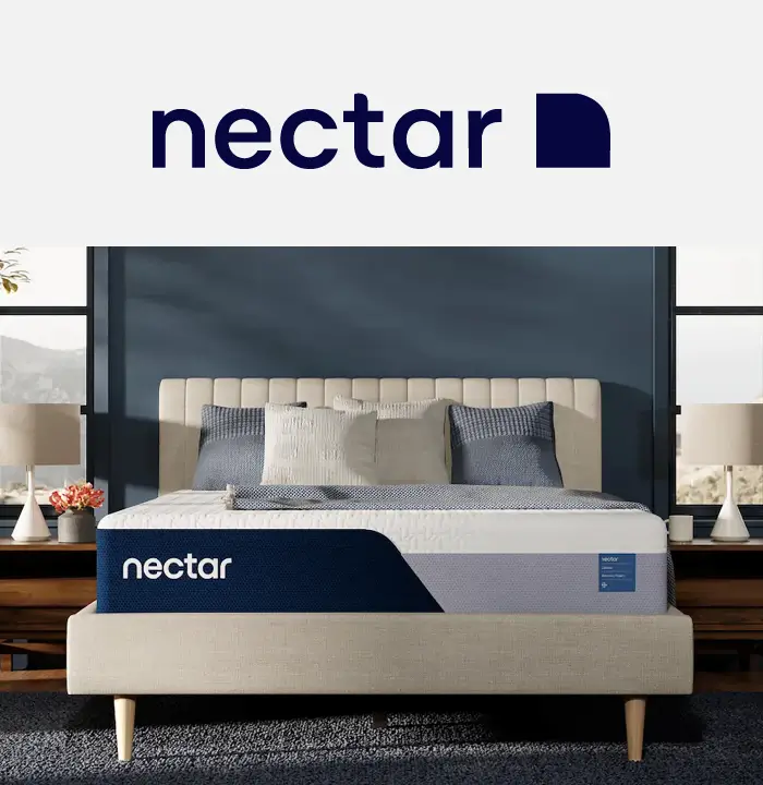 Nectar memory foam mattress on light wood bed frame for sale in atlanta.